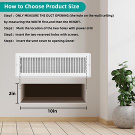 Floor Vent Covers 2x10-2 Pack Heavy Duty Steel Vent Covers for Home Floor - Air Vent Covers - Floor Register Easy Adjust Air Supply Walkable - White