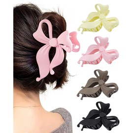 Mesovor 4 pack Cute Bow Claw Clip for Women, Nonslip Matte Strong Hold