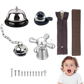 Potatomato Busy Board Accessories & Activity Board - DIY Accessories for Toddlers - Sensory Board Parts - Zipper, Christmas Bell, Food Bell, Bicycle Bell, Strap - Montessori Toy