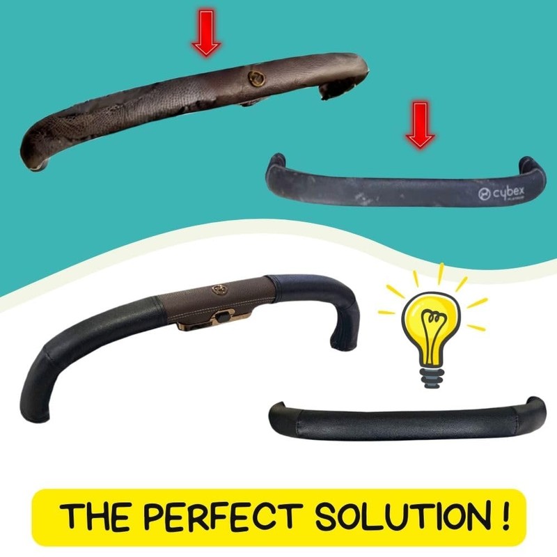 PROTEC TIF Cybex Priam Faux Leather Handlebar and Grip Set