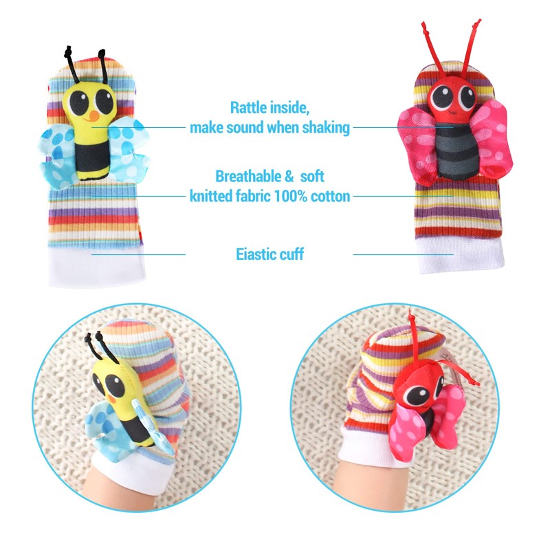 Foot Finder and Wrist Rattles for Toddlers, Development Toys for