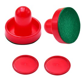 2 Red Air Hockey Pushers and 2 Red Pucks, Mini Air Hockey Pushers and Air Hockey Pucks Great Goal Handles Pushers Goal Handles Paddles Replacement Accessories (76mm)