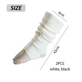 COACOM Pack of 2 Women's Stockings, White Foot Warmers, Leg Warmers, Winter Thermal Socks, Suitable for Ballet Skating, White