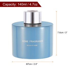 HARFINGTON 4pcs Empty Glass Diffuser Bottle 140ml/4.7oz Refillable Fragrance Accessories Aromatherapy Jar Container for Replacement Reed Diffuser DIY Home Bathroom Blue with Silver Tone Cap