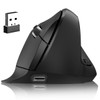 DQST Ratón Vertical Ergonómico Inalambrico Recargable -3 Niveles dpi (800-1600)-Compatible