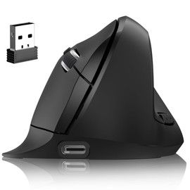 DQST Ratón Vertical Ergonómico Inalambrico Recargable -3 Niveles dpi (800-1600)-Compatible con WindowsMacLinuxAndroid-DiseñoCómodo Antifatiga para... 