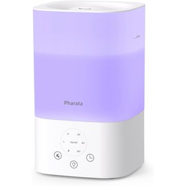 Pharata Humidifiers for Bedroom Home, 3.5L Top Fill Air Cool Mist Humidifiers for Baby Large Room Indoor Plants Nursery, Night Light, White