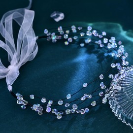 HNYYX Crystal Beaded Hair Vine Fashionable Hair Piece for Women Wedding Hair Wear Bridal Headband A122 (Sliver)