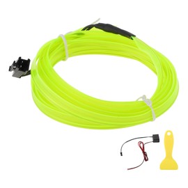 A ABSOPRO 2m EL Wire Cable LED Glow String Light Car Lighting Strip Flexible Neon Light for Car Decoration Wiring Driver(12v) Fluorescent Green
