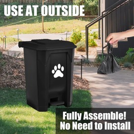 tebiete Dog Poop Trash Can Outdoors Pet Waste Station with Lid Dog Waste Disposal Container with Removable Inner Bin Bucket Hands-Free Pedal Garden Yard Home with Waste Bags, Black