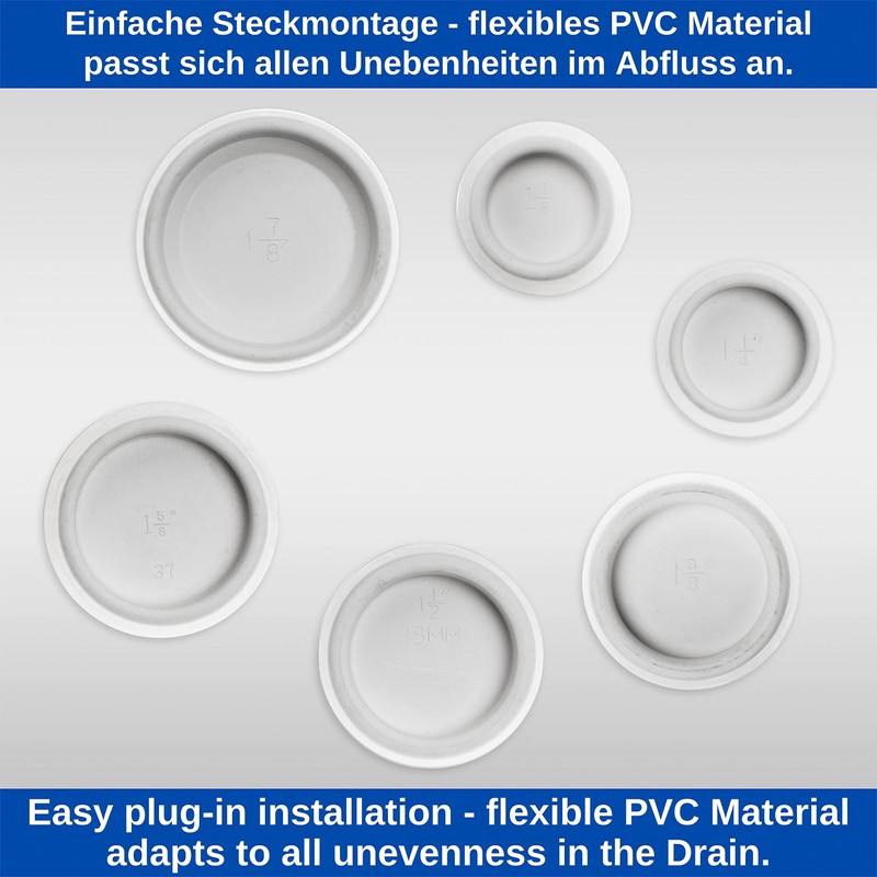 Universal Plugs, Pack of 2, White, Diameter 40 to 36.5
