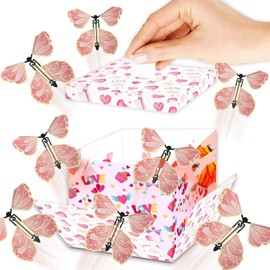 Butterfly Explosion Gift Box 8 Pcs Flying Flying Butterfly Surprise Box Creative DIY Exploding Surprise Gift for Christmas Birthdays Wedding Anniversaries (Heart)
