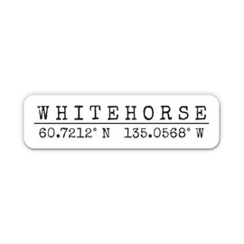 Squiddy Whitehorse Canada - City Coordinates Travel Luggage Vinyl Sticker Decal - for Phone, Laptop, Water Bottle (3" Wide)