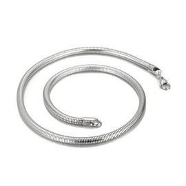 HIJONES Stainless Steel Snake Chain Necklace for Men Women, Round Herringbone Snake Chain Necklace Solid Jewelry Silver 5mm 22 Inch