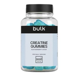 Bulk Creatine Gummies | 60 Blue Raspberry Flavour Gummies | 3000mg Creatine Monohydrate per Serving | Convenient & Easy to Take Daily | Vegan Pre & Post Workout Supplement