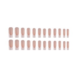 DANMANR Long Press on Nails Square French Fake Nails Full Cover Nude Acrylic False Nails for Women and Girls 24PCS (French White)
