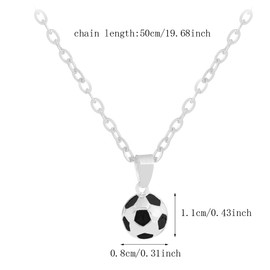 Liitata Pack of 2 Football Necklace 3D Football Pendant Chains Football Party Bag for Children Footballer Kicker Athletes Birthday Gift Souvenir Silver