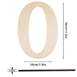 Wooden Numbers 12 Inch, Large Wooden Number 0 Shape Cutouts Big Blank Unfinished Wood Numbers Signs for Craft Wall Decor Painting Birthday Wedding Party Decoration Kitchen Room Home Decorations