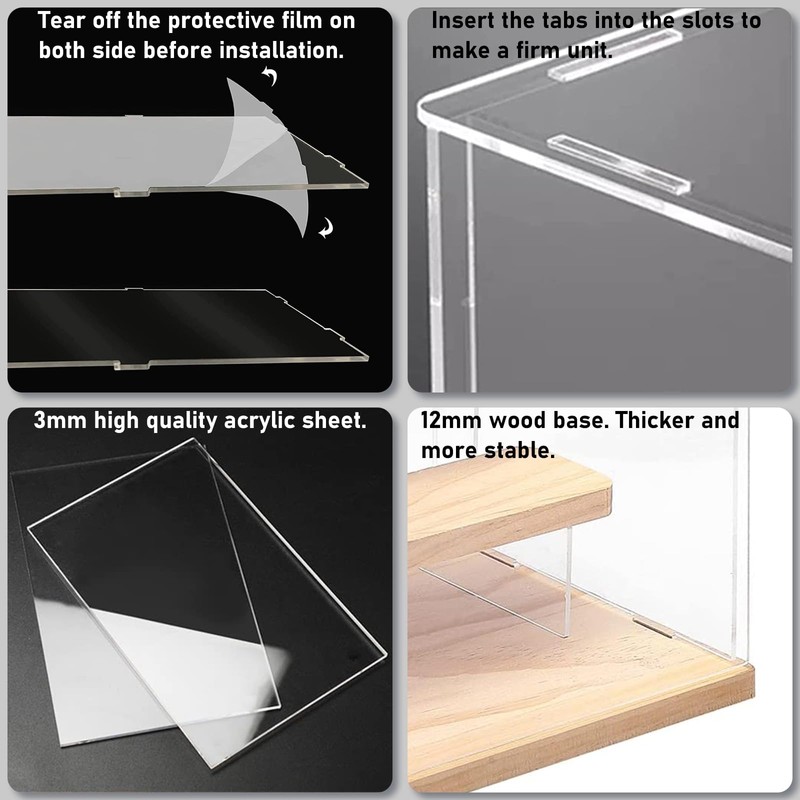 Acrylic Display Case for Collectibles, 4 Tier Figure Display Box