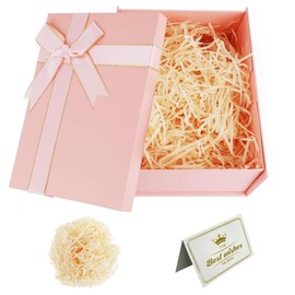 XWCHASA Gift Box with Lid 29 x 21 x 10.5 cm, Gift Box Birthday, Gift Box, Greeting Cards, Raffia Hamper Shreds for Wedding, Birthday, Christmas