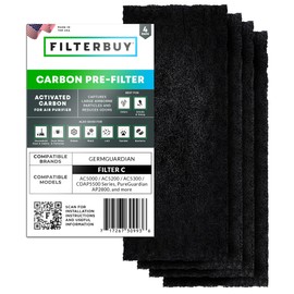 Filterbuy Activated Carbon Pre-Cut Filter C Replacement for GermGuardian Air Purifier (4-Pack, Made in USA)