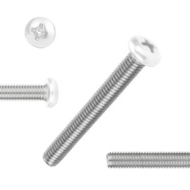 QISHENG 100 PCS White Head #8-32X2 Stainless Steel Phillips Pan Head Machine Screws,DIY,Repair,Install Furniture and Electrical Appliances Screws,Stainless Steel 18-8 A2(304) Screw