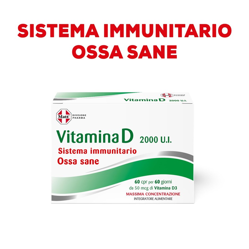 Matt, Vitamina D 2000 U.I., Integratore Alimentare per le Difese