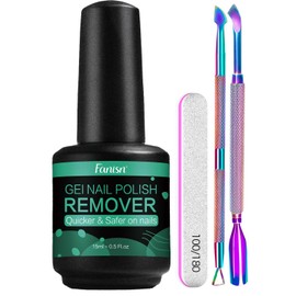 Gel Nail Polish Remover Kit with Nail File & Tools | 15ml (0.5 Fl.oz) Quick Removal in 2-5 Mins, No Foil/Soaking Needed, No Acetone for Home DIY, Safe for Natural Nails