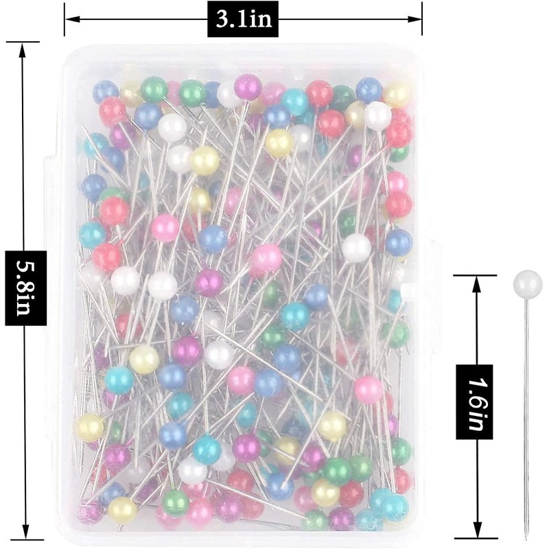600 PCS Straight Pins 1.6 in Pearlized Ball Head Sewing
