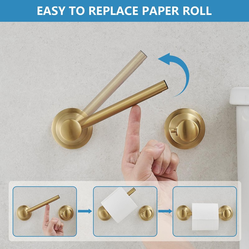 RUMOSE Toilet Paper Roll Holder Bathroom Flexible Pivoting Tissue Handle
