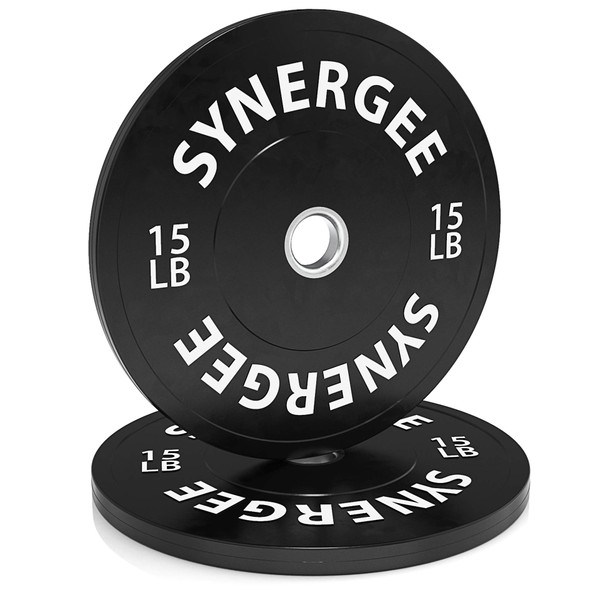Synergee Bumper Plates Weight Plates Strength Conditioning Workouts Weightlifting 15lbs Pair