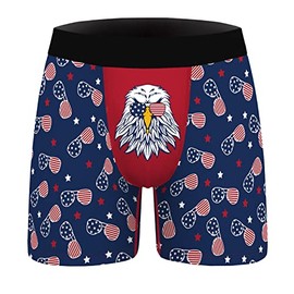 Ainuno American Flag Underwear for Men,Funny Boxer Briefs Novelty Boxers Blue Men's Underwear Fun Hilarious Gag Gifts for Man Husband Boyfriend 3D Graphic Underwear Shorts Design Printed Underpants