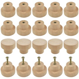 Roellgs20PCS Wooden Knob, 28MM Round Vintage Drawer Knob, Wooden Handle, Kitchen Cabinet Door Drawer Handle, Wardrobe Furniture Screw Door Handle