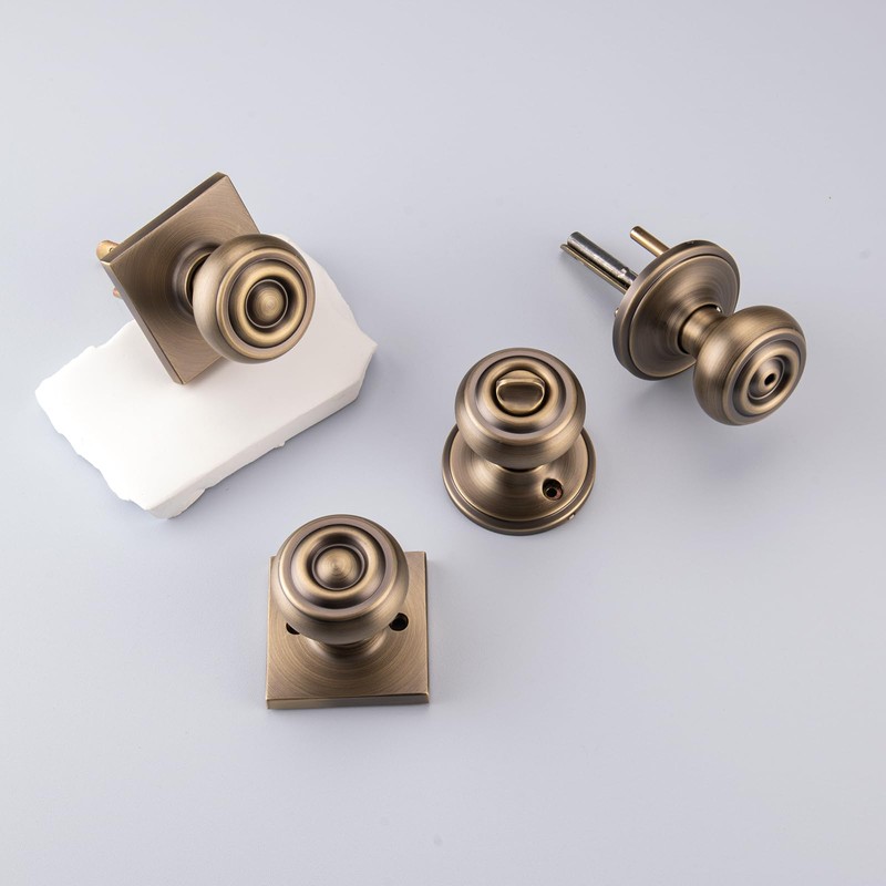 STARPY Antique Brass Door Knob Interior with Non Locking for