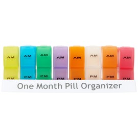1 Month Pill Dispenser Tablet Box Organiser 2 Clearly Marked Compartments per Day, AM and PM for those who take many Tablets Every Day Easy Medication Management and Organisation Ideal for Travel