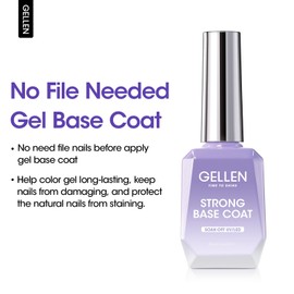 Gellen Gel Base Coat, 18ml Gel Polish Base Coat Soak Off U V Light Cured, Strong Base Coat Gel Nail Polish, Gel X Nail Base Coat Gel Polish for Salon
