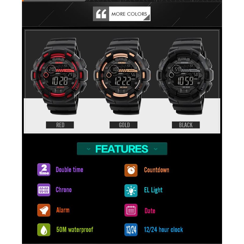 IJAHWRS Men's Watches Multi Function Sports Outdoor Waterproof Military Watch