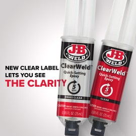 J-B Weld ClearWeld 5 Minute Epoxy, Clear, Syringe, 2 Pack, 50112-2