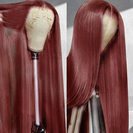 AMIRTY 250 Density Reddish Brown Lace Front Wigs Human Hair Copper Red Colored Straight 13x4 HD Lace Frontal Wigs Human Hair Pre Plucked with Baby Hair Glueless 22 Inch