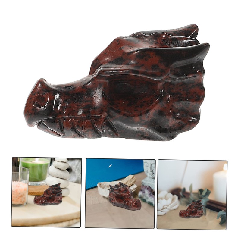 OHPHCALL Crystal Dragon Head Skull Figurine Unique Dragon Skull Decor