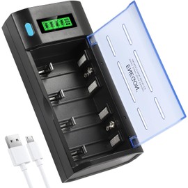 ENEGON Cargador de Pilas para Ni-MH Ni-CD de C, D, AA, AAA y 9V con Pantalla LCD