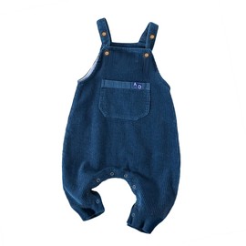 Volunboy Unisex Baby Cotton Dungarees, Toddler Corduroy Striped Adjustable Overalls(9-12 Months,Blue,tag size 80)