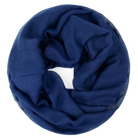 Gloop 01122-01123-P Women's Elegant Plain Loop Scarf, Tube Scarf, Plain Colour, Lightweight Tube Scarf, Dark blue without glitter 01125a7