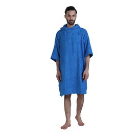 ALLEN & MATE Adult Changing Robe - Quick Dry 100% Terry Cotton Beach Poncho Towel with Hood & Pockets - Ideal for Men & Women (Blue Starfish)