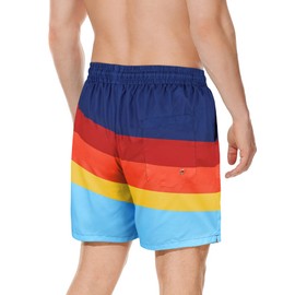 American Trends Bathing Suits for Men Beach Swimwear Hawaii Swim Trunk Mens Compression Shorts Anti Chafe Rainbow Stripes M