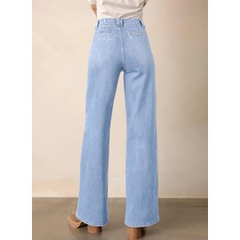 Astylish Women‘s High Waisted Baggy Jeans Stretch Long Jean for Women Beau Blue