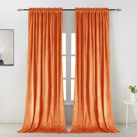 Yates Home Burnt Orange Velvet Curtains Blackout 108 Inches Extra Long Thermal Insulated Drapes for Bedroom Living Room Darkening Window Treatments Super Soft Luxury Rod Pocket 2 Panels