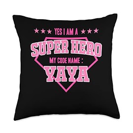 Yes I'm A Superhero Codename YaYa Grandma Mother's Day Throw Pillow, 18x18, Multicolor