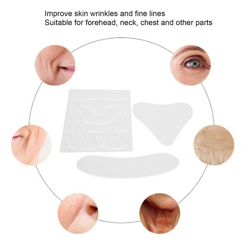 18pcs Reusable Wrinkle Pad Silicone Soft Portable Forehead Face Neck
