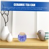 CIYODO Ceramic Tea Canister with Wooden Lid Airtight Sealed Tea